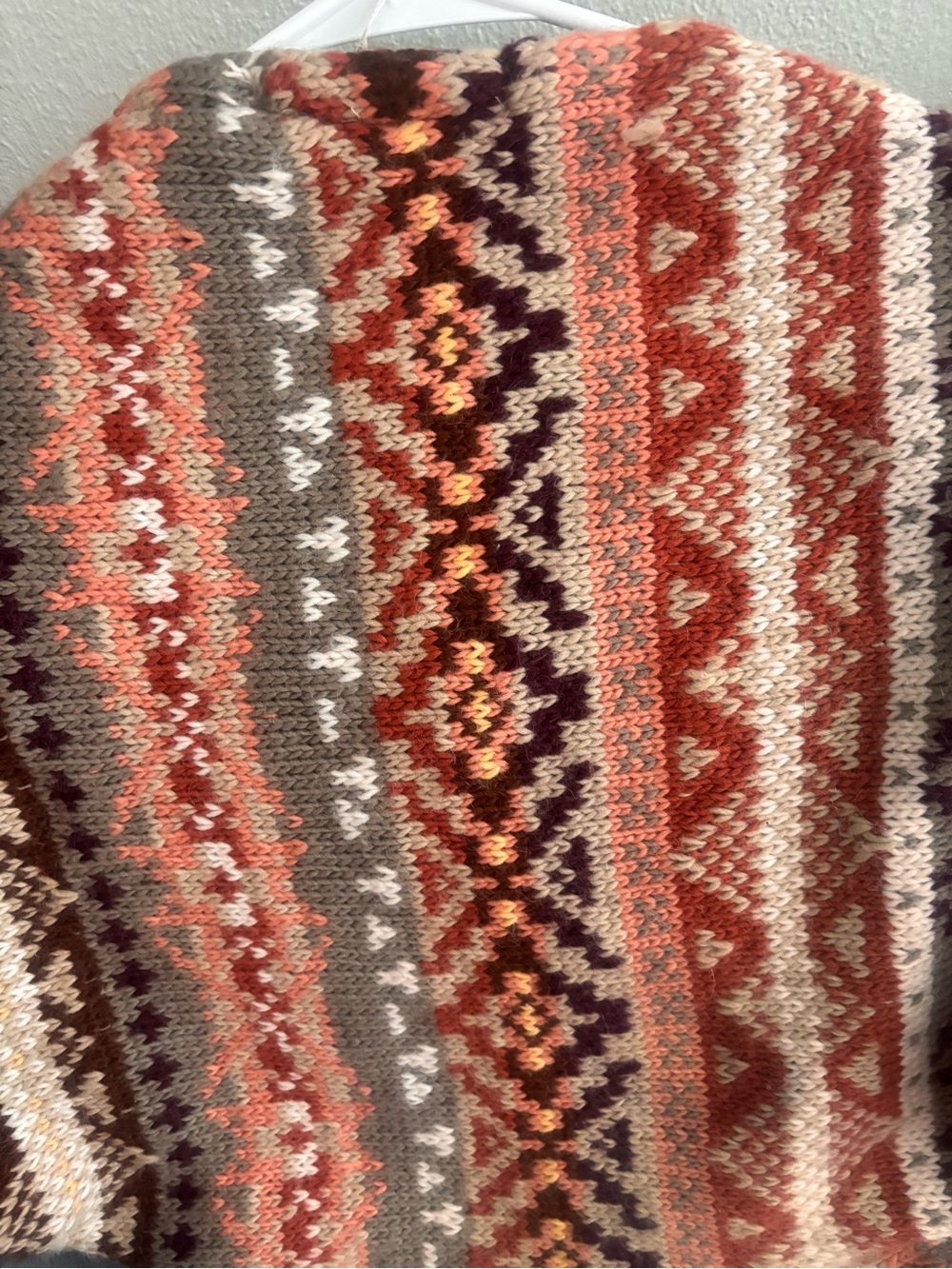 Free People Rust, Brown & Cream Fair Isle Crewneck open Sweater, Short S as new! - Picture 3 of 4